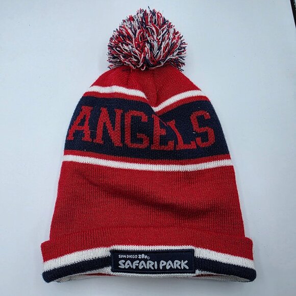 Los Angeles Angels San Diego Zoo Safari Park Adults Red Beanie Hat Winter Warm - Picture 1 of 6